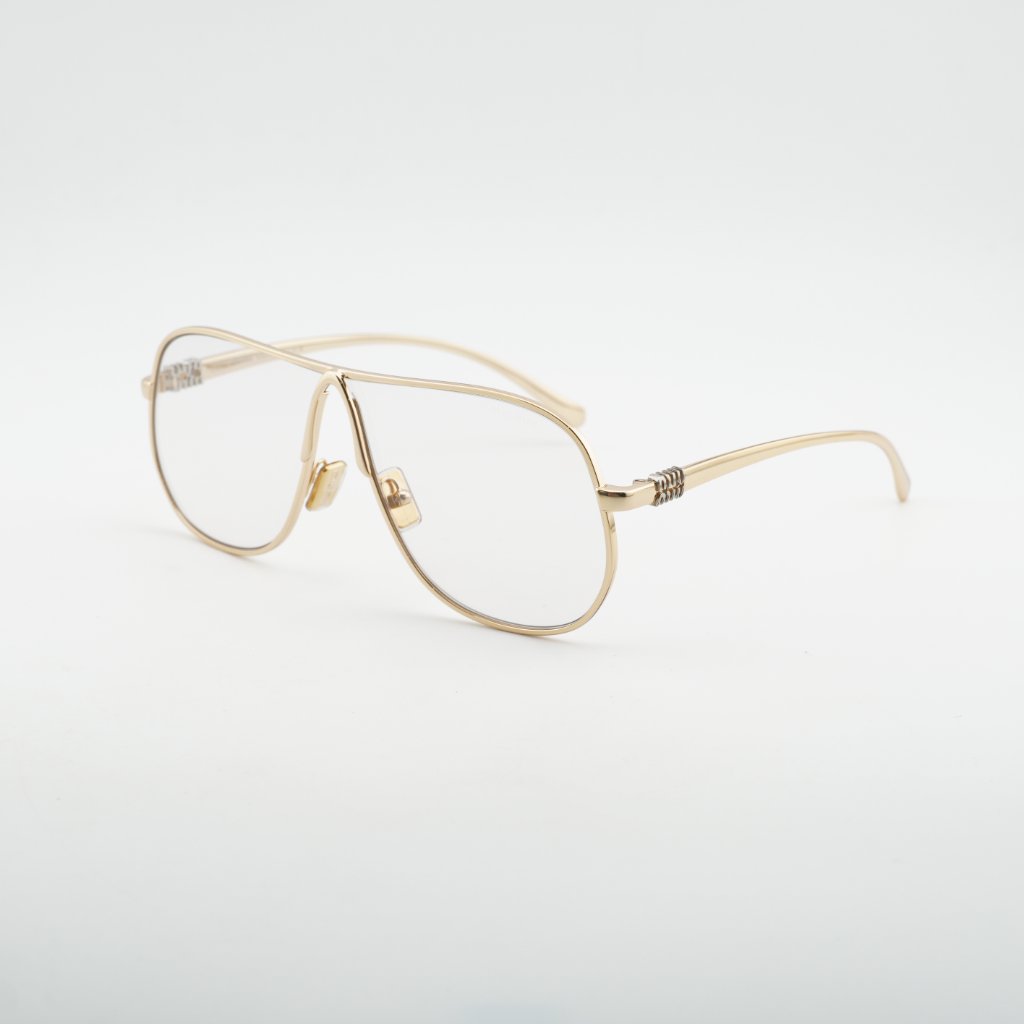 Miu Miu Mua56s 5ak08n Sunglasses Gold Geometric Frame, Blue Light Block Lenses